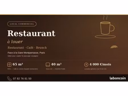 recherche locataire — restaurant face gare montparnasse