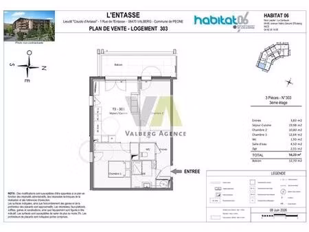 appartement de luxe de 56 m2 en vente valberg  france