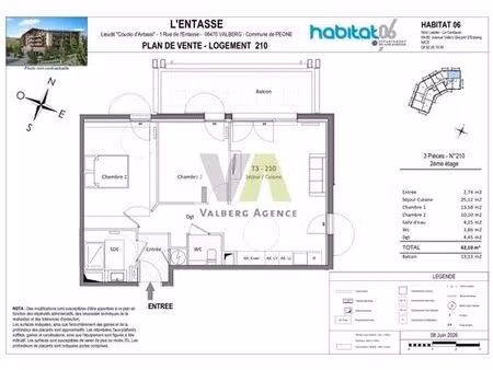 appartement de prestige de 62 m2 en vente valberg  france