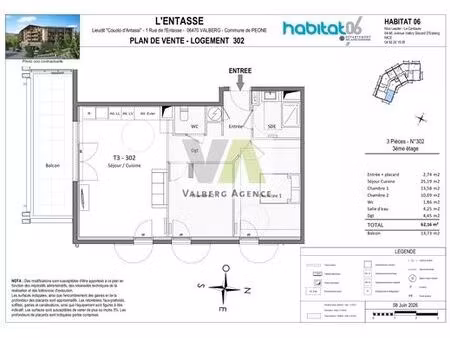 appartement de prestige de 62 m2 en vente valberg  france