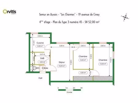 à louer - appartement t3 à semur en auxois