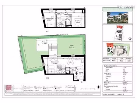 appartement 3 pièces 57 m²