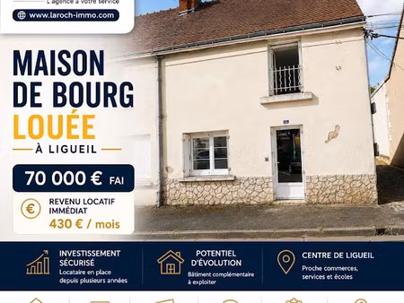 vente maison 3 pièces 45.8 m² à ligueil (37240)  70 000 €