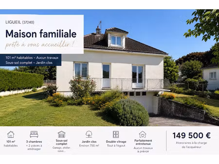vente maison 4 pièces 110 m² à ligueil (37240)  149 500 €