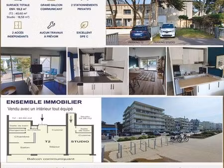 à vendre pornichet ensemble immobilier appartements t2 et studio