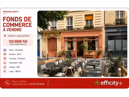 vente locaux professionnels 50 m² à paris 18ème (75018)  120 000 €