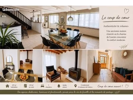 maison de caractère 339 m² – 5 chambres – dépendances – à 30 min de poitiers