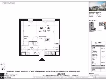 appartement 2 pièces 41 m²