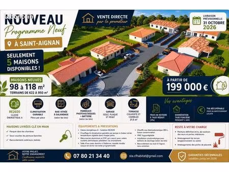 maisons neuves à vendre – programme neuf de 6 villas