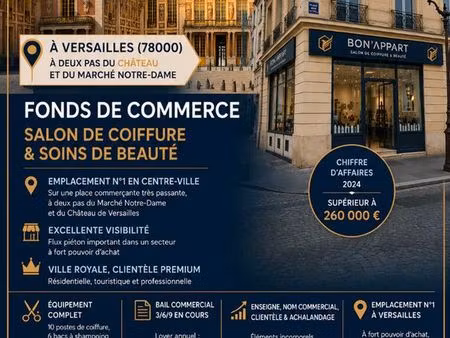 fonds de commerce  salon de coiffure versailles