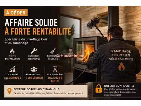 à vendre - fonds de commerce : poêles  cheminées  inserts & ramonage - clientèle fidèle  a