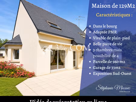 pordic – maison 129 m² avec vie de plain-pied adaptée pmr sur 960 m²  possibilité 4 chambr