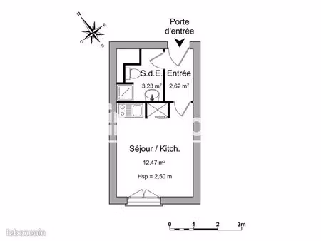 studio 1 pièce 18 m²
