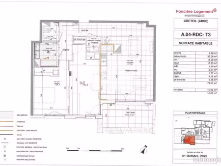 appartement 3 pièces 79 m²