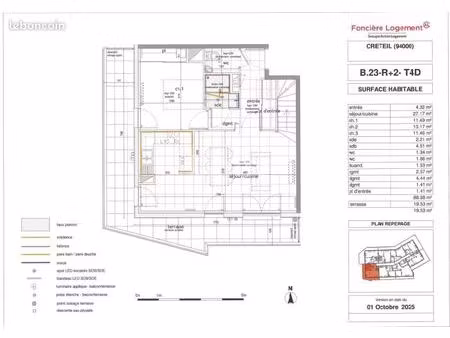 appartement 4 pièces 88 m²