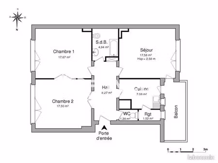 appartement 3 pièces 75 m²