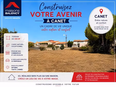 vente terrain 500 m² à canet (34800)  137 000 €