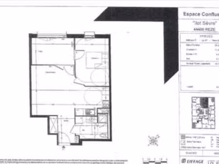 location appartement 2 pièces à rezé (44400) : à louer 2 pièces / 43m² rezé