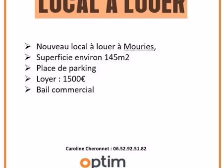 location locaux professionnels 145 m² à mouriès (13890)  1 500 €