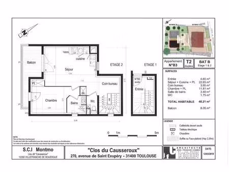 place de l'ormeau  appartement t2 duplex neuf avec parking en sous-sol