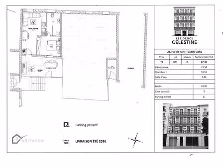 appartement vichy 2 pièce(s) 38 m2