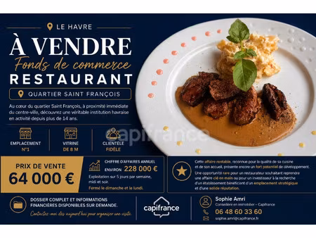 fonds de commerce à vendre le havre 3 pièce(s) 80m2 64 000€