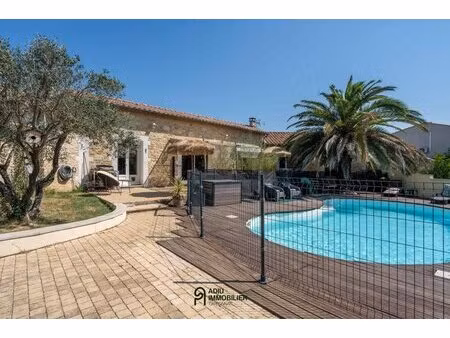 villa de plain-pied en pierre avec piscine et jardin à laudun