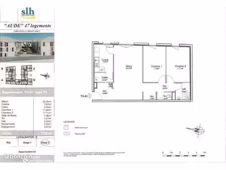 appartement 3 pièces 70 m²