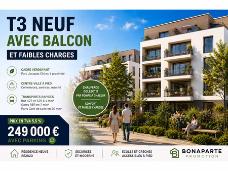vente appartement 3 pièces 57 m² à valenton (94460)  239 000 €