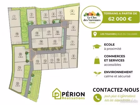 ? terrains constructibles aux touches – proche nort-sur-erdre - livraison des terrains t4 