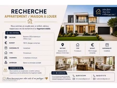 recherche appartement/ maison bassens (33)