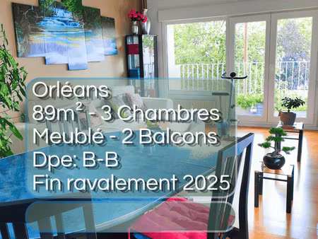appartement f4 89m² orléans 3 chambres dpe b meublé ravalement 2025
