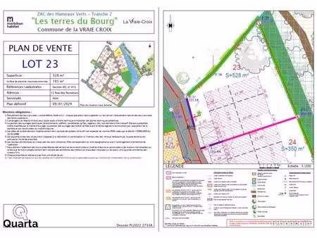 terrain 528 m² la vraie croix