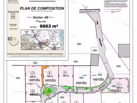terrain à batir 797 m² 67000 euros