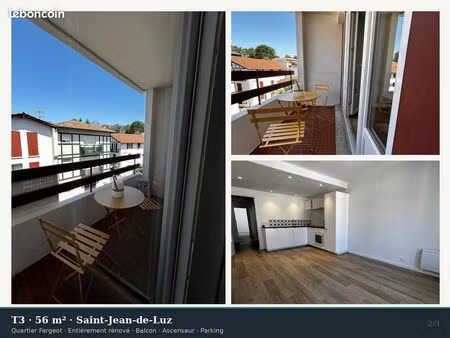 t3 56m² neuf + balcon + parking – st-jean-de-luz