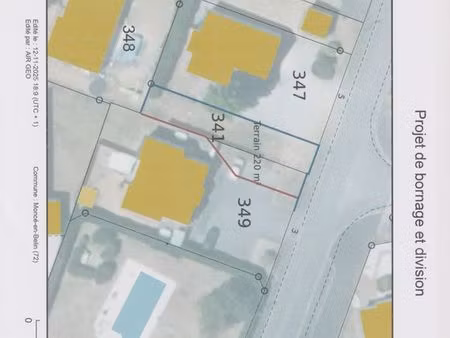 terrain constructible 220m2-centre moncé en belin