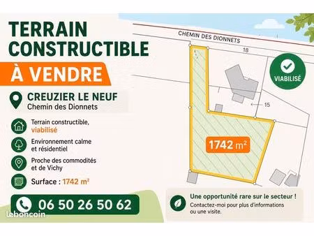 terrain constructible à vendre