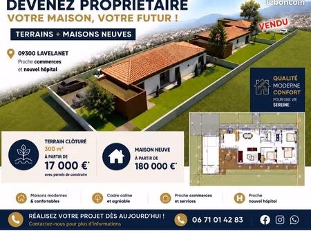à vendre terrain et maison à construire