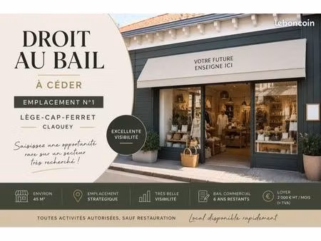 droit au bail à céder – emplacement n°1 – lège-cap-ferret (claouey)