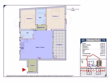 appartement 3 pièces 59 m²