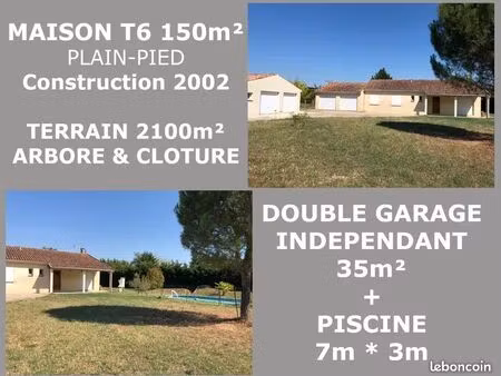 maison t6 - 150m2 - piscine - garage