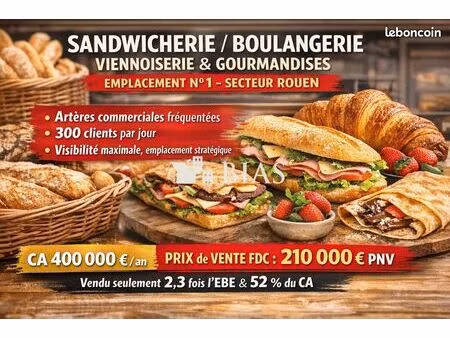 boulangerie  sandwicherie 170 m² rouen