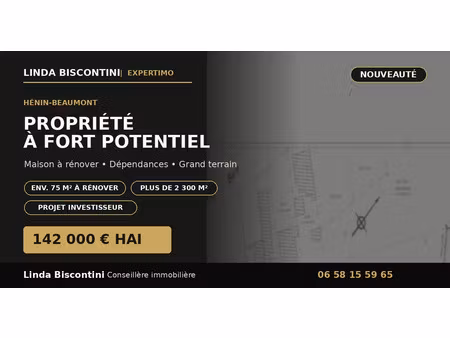 hénin-beaumont – propriété à rénover sur plus de 2 300 m² – fort potentiel