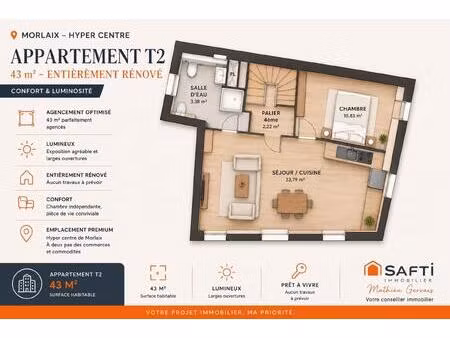 appartement neuf t2/t2+  morlaix coeur de ville