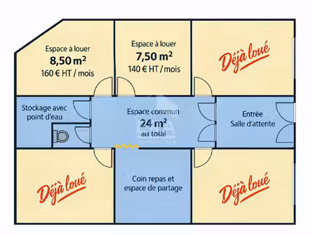 bureaux à louer à saint jean d'angély - 8 50 m² en rez-de-chaussée