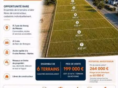 vente terrain à guipry-messac (35480) : à vendre / 2647m² guipry-messac