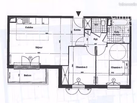 appartement 3 pièces 59 m²