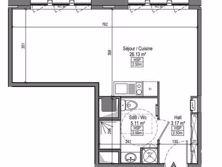 appartement 1 pièce 34 m²