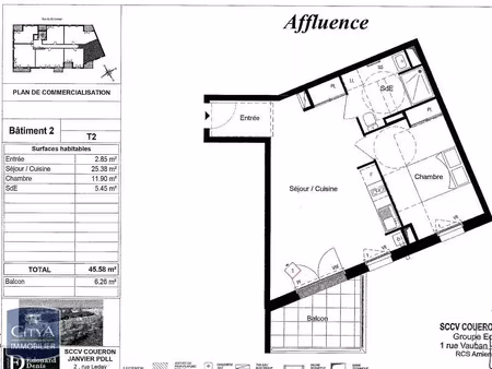 appartement à louer 2 pièces 45.58 m² - couëron (44) - 637€