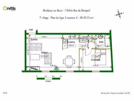 à louer - appartement t2 à mirebeau sur beze